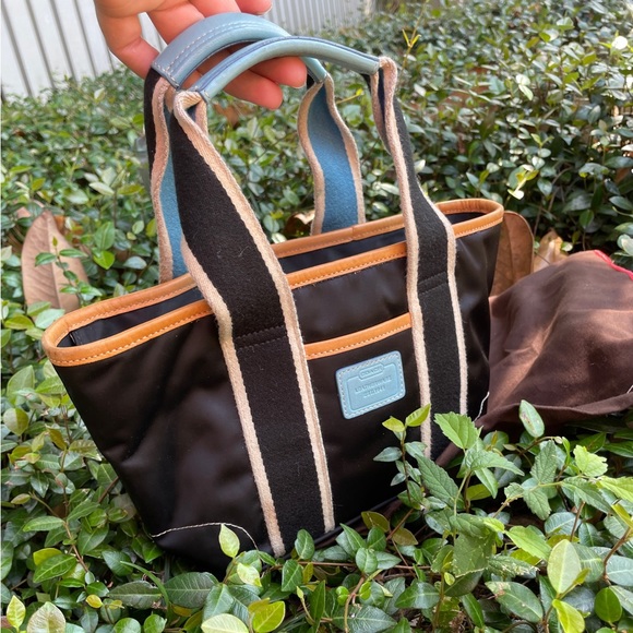 Coach Hampton 1941 Ladybug Blue Black Nylon
Leather Trim Mini Tote Bag - Picture 10 of 11